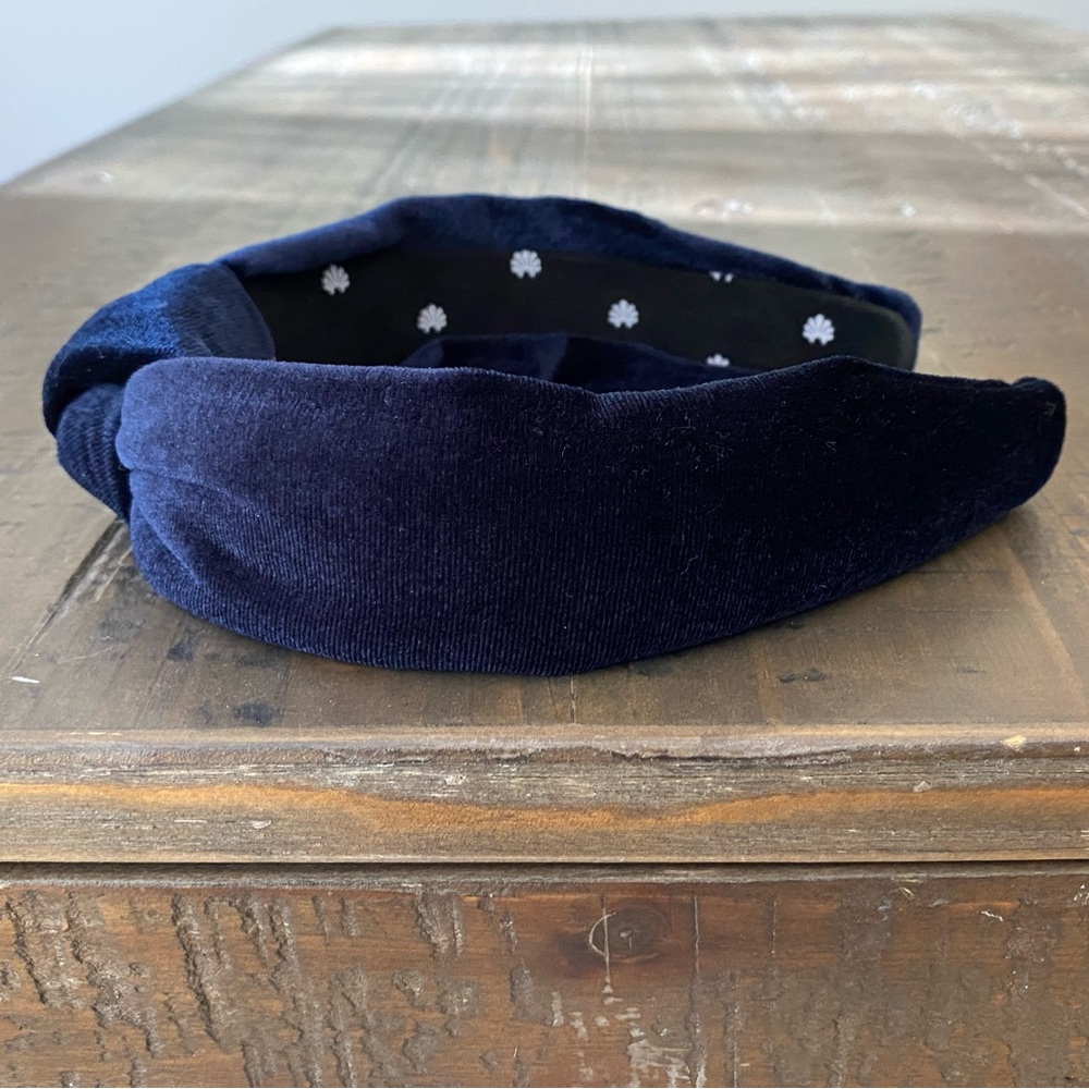 Lele Sadoughi Navy Velvet Knot Headband | Bestseller | Comfortable Wide Band - Picture 13 of 14